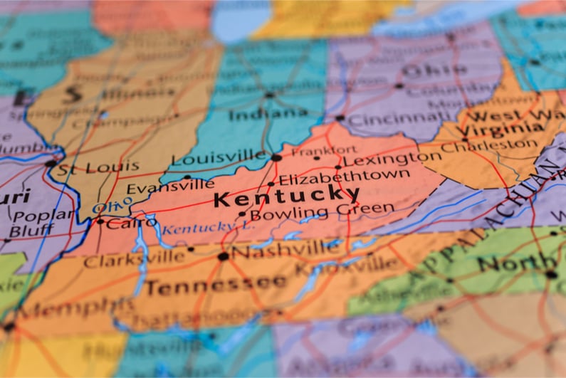 Kentucky highlighted on map