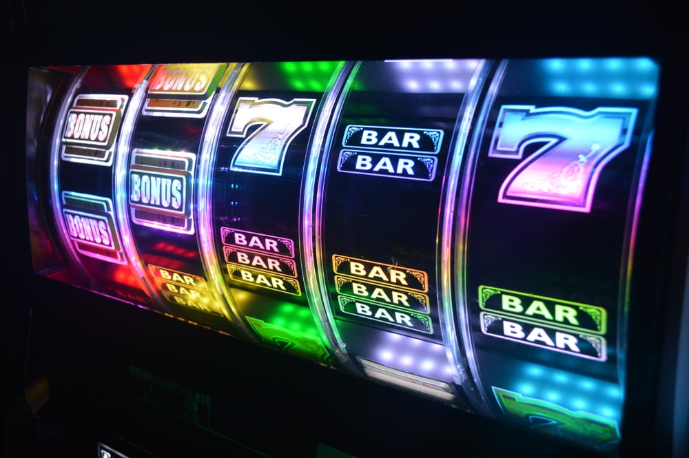 casino slot machine reels with bars and sevens