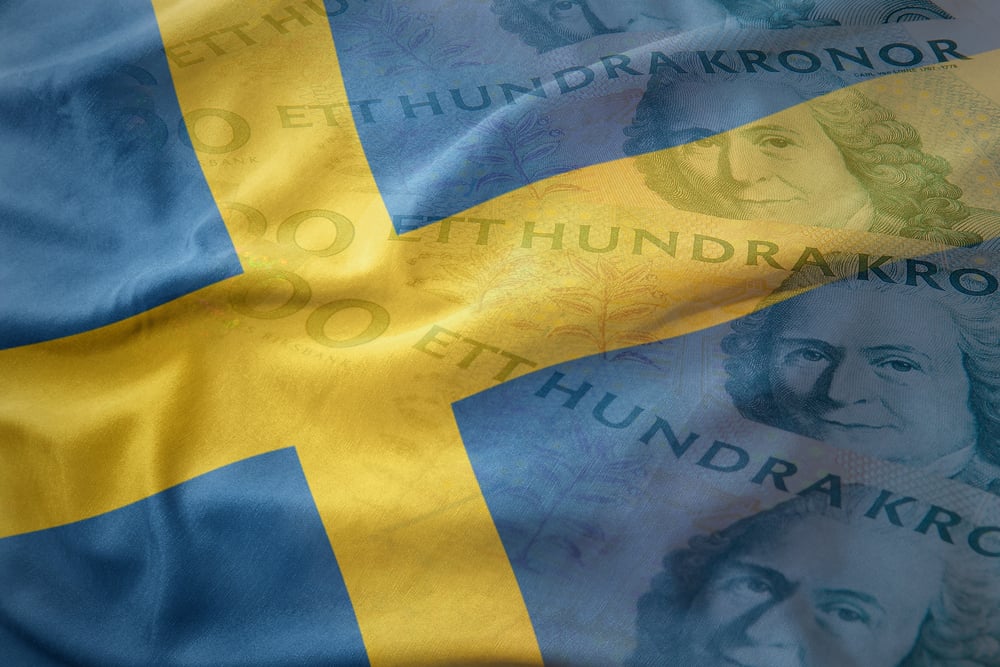 Swedish flag and krona notes