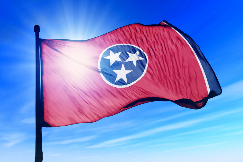 Tennessee flag waving in the wind