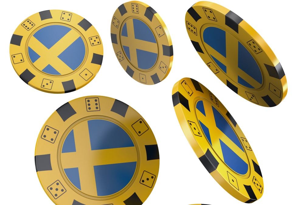 poker chips with flag of Sweden