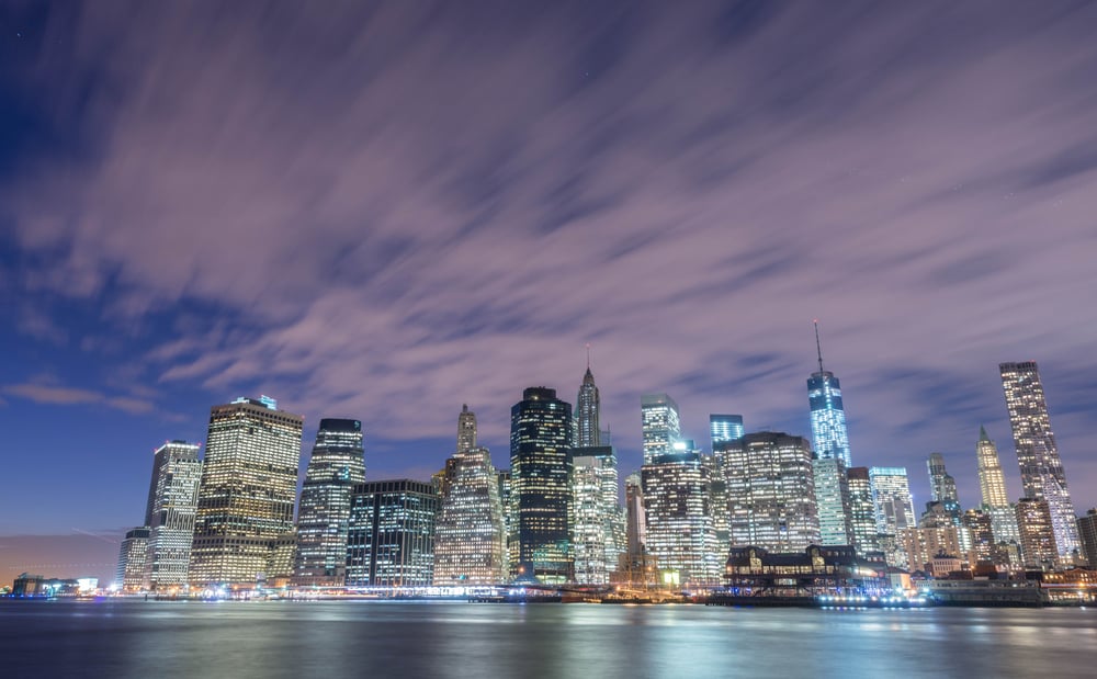 skyline of lower Manhattan in New York