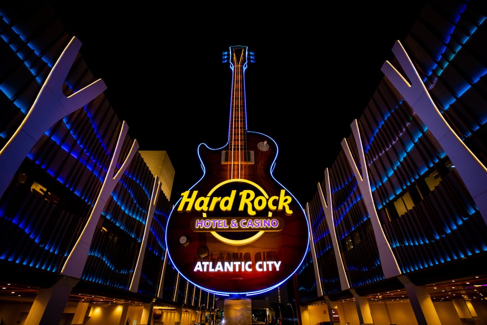 Guitar-shaped sign of the Hard Rock Hotel and Casino Atlantic City