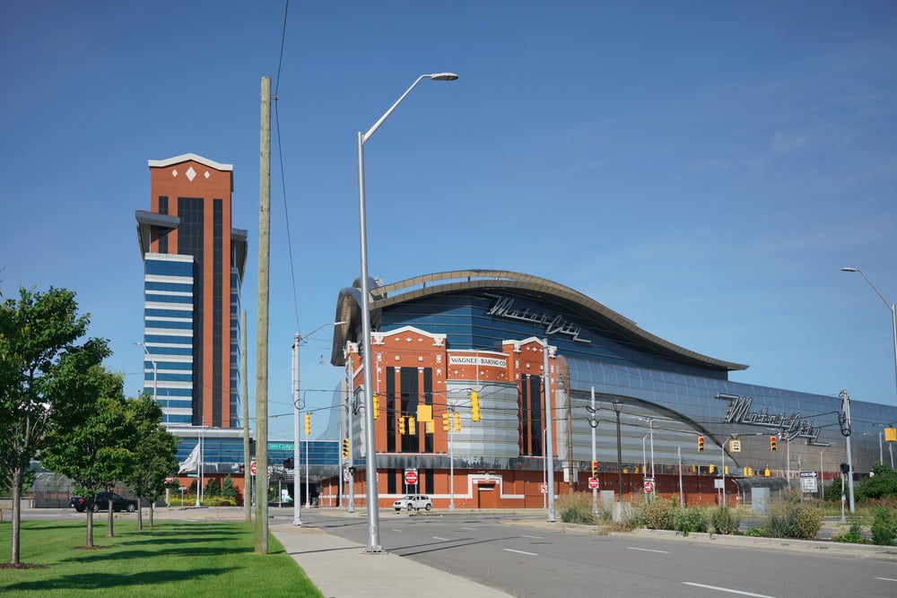 facade of the MotorCity Casino in Detroit, Michigan