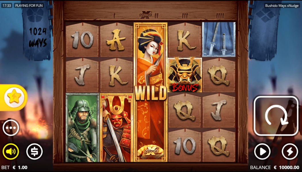 Bushido Ways xNudge slot reels by Nolimit City