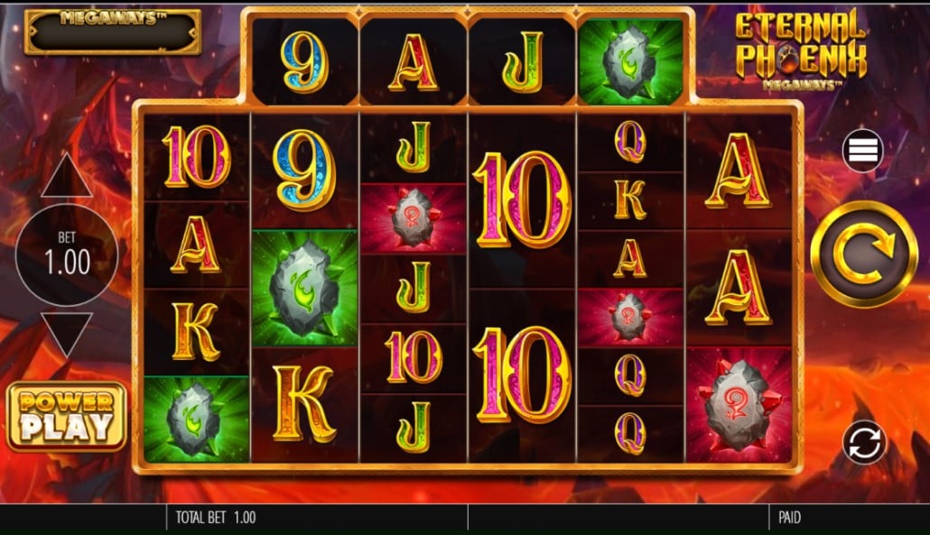 Eternal Phoenix Megaways slot reels by Blueprint Gaming