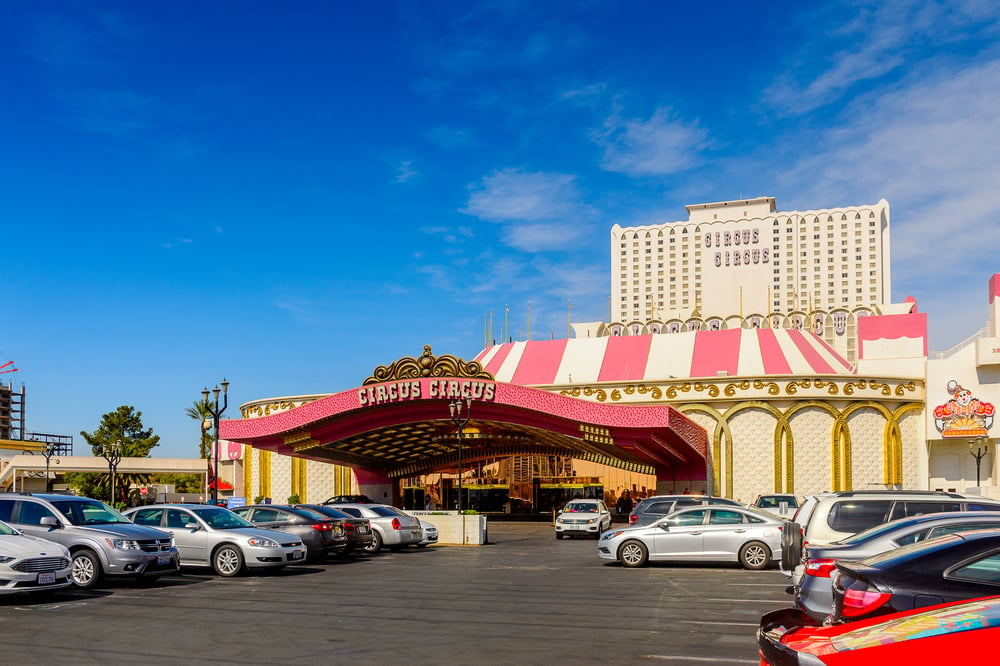 facade of the Circus Circus casino property in Las Vegas